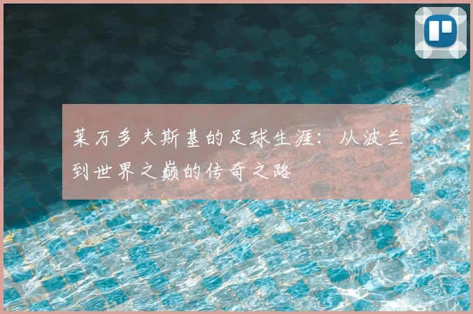 莱万多夫斯基的足球生涯:从波兰到世界之巅的传奇之路